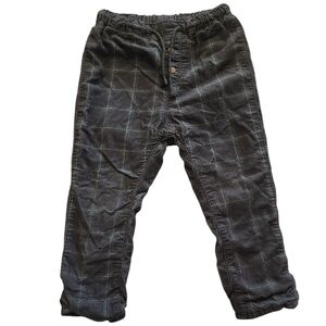 H&M Corduroy Plaid Joggers | Charcoal & Blue Lined Pants - Size 3T